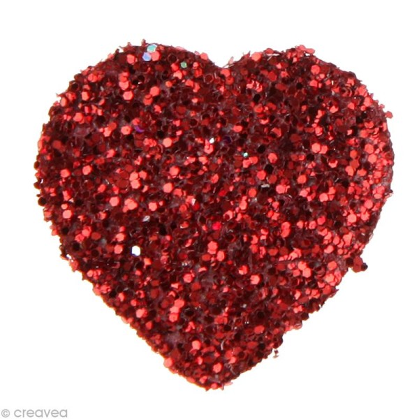 Confetti coeur pailleté 1,5 cm Rouge x 50 - Photo n°1