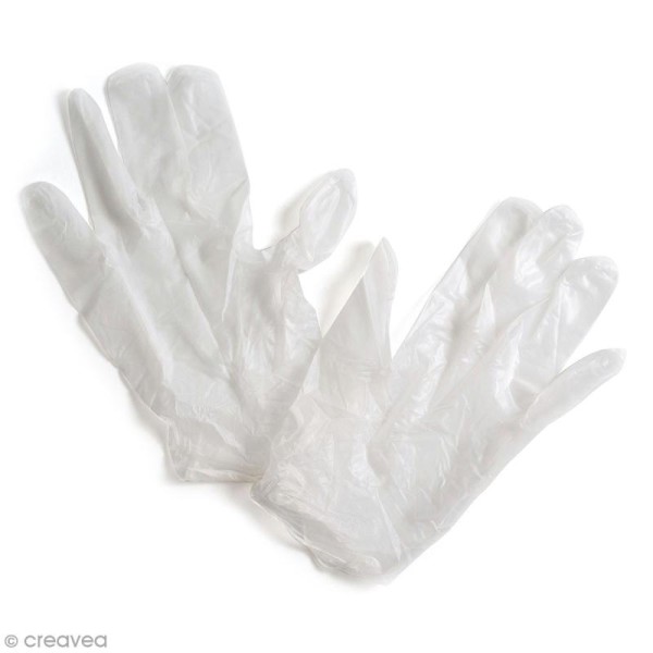Gants de protection en vinyle - Blanc - 5 paires - Photo n°1