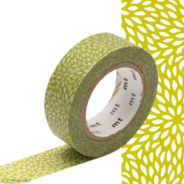 Masking tape Fleur de riz Vert anis - 1,5 cm x 7 m - Photo n°1