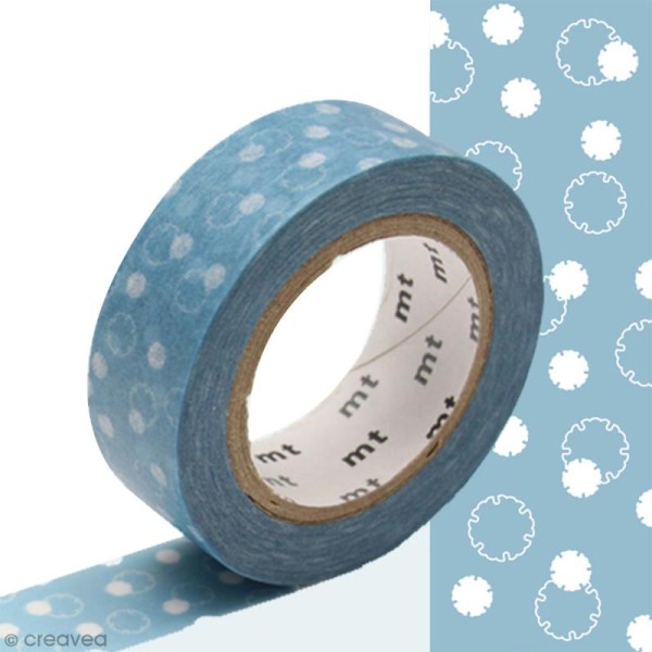 Masking tape Fleur de coton Bleu - 1,5 cm x 10 m - Photo n°1