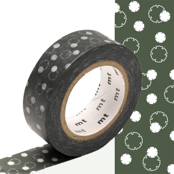 Masking tape Fleur de coton Gris foncé - 1,5 cm x 7 m - Photo n°1