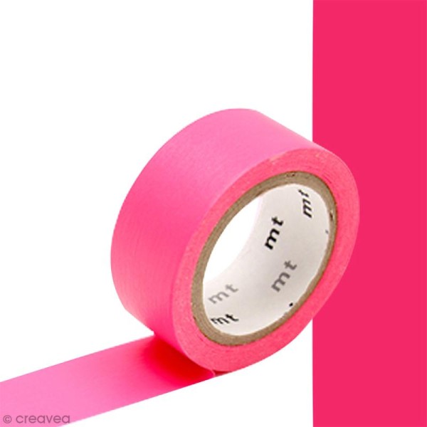 Masking Tape - Extra Fluo rose - 15 mm - 7 m - Photo n°1