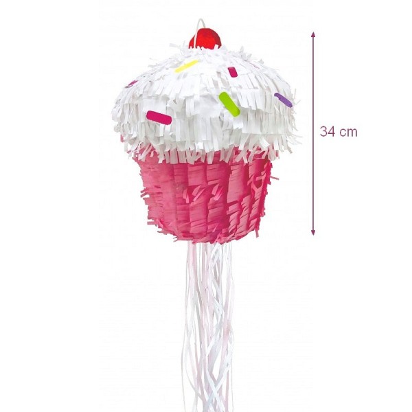 Pinata Cupcake gourmand, 34 x 25 x 34 cm, pour anniversaire ou babyshower, vendue vide - Photo n°1