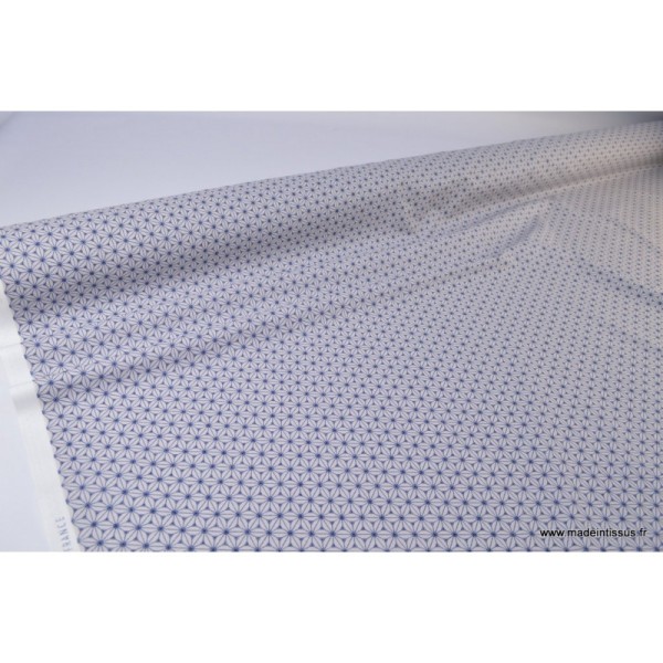 Tissu Cretonne coton lin et blanc imprimé tendance japonaise - Photo n°3