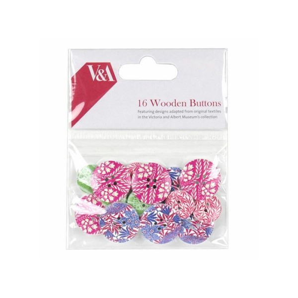 16 boutons ronds bois, scrapbooking V&A FEUILLAGE - Photo n°1