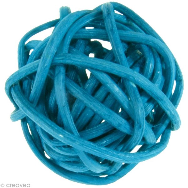 Boule rotin 3 cm - Bleu turquoise x 6 - Photo n°1