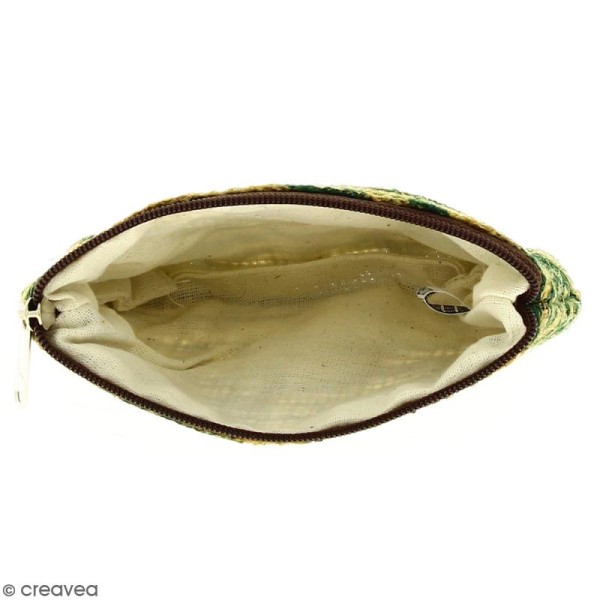 Pochette en jute naturelle taille S - Zébré - Vert sapin - 13 x 10 cm - Photo n°2