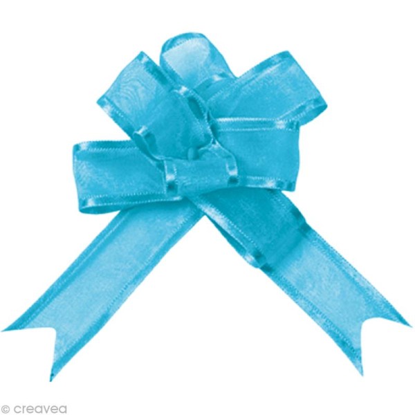 Mini noeud automatique organdi - Bleu turquoise x 5 - Photo n°1