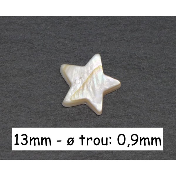4 Perles Étoile En Nacre 11mm- 13mm De Couleur Ivoire Nacré - Photo n°1
