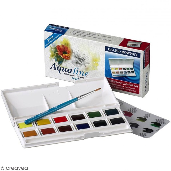 Boîte aquarelle Aquafine - 12 couleurs - Photo n°1