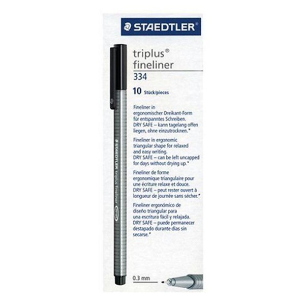 Staedtler - triplus fineliner 334 - Boite de 10 feutres - Pointe 0,3 mm - Encre noire - Photo n°1