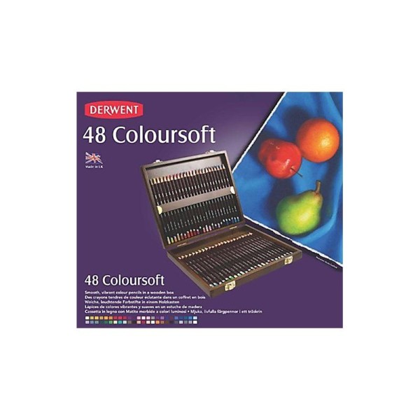 Derwent Coloursoft Crayons Boîte en bois de 48 (Import Royaume Uni) - Photo n°3