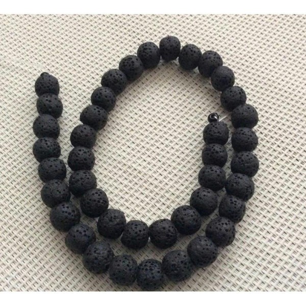 Perles De Lave Noires 8mm - Photo n°1