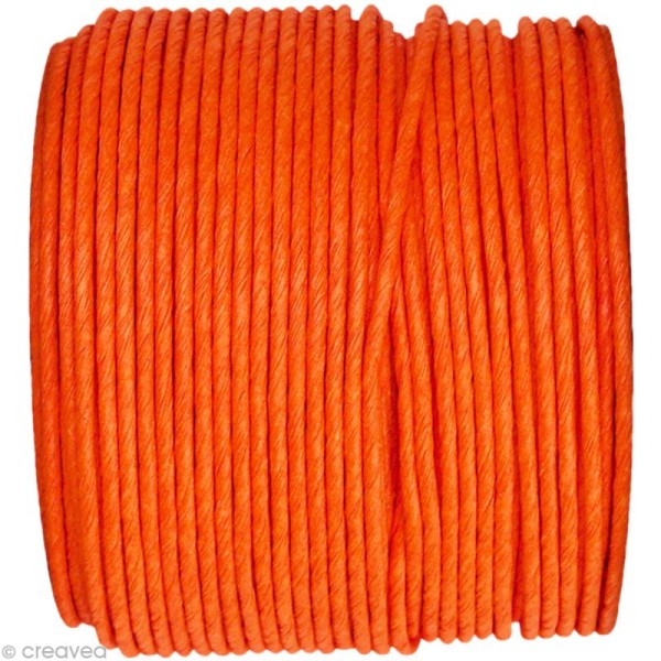 Cordelette en papier laitonné 2 mm - Orange x 10 m - Photo n°1