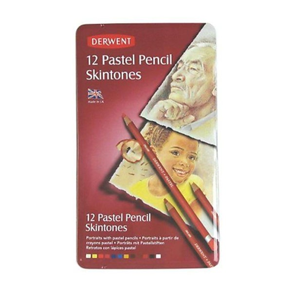 Derwent Skintones Coffret 12 crayons pastel Boîte en métal (Import Royaume Uni) - Photo n°2