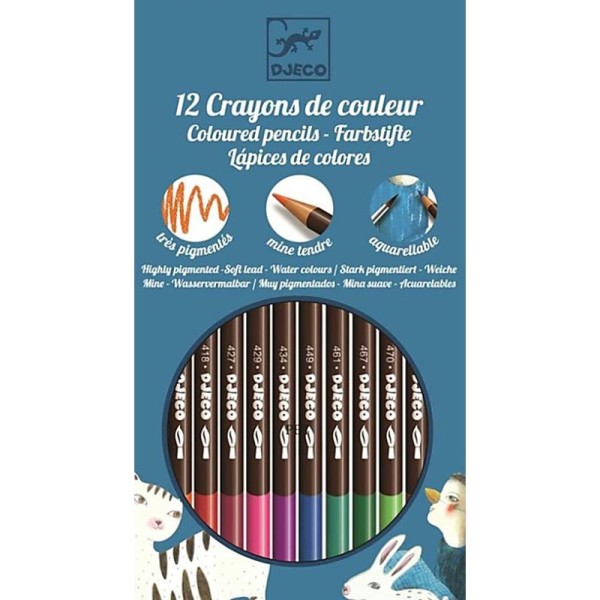 Set de 12 crayons aquarellables classiques Djeco - Photo n°1