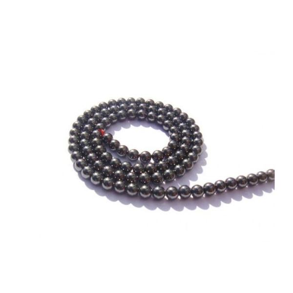Hématite : 20 Perles 4 MM de diamètre - Photo n°1