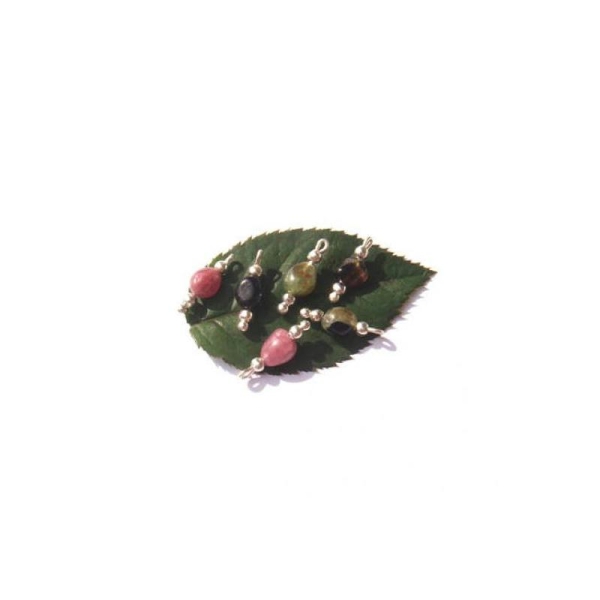 Tourmaline multicolore : 6 MICRO breloques 14 MM de hauteur x 5 MM - Photo n°1