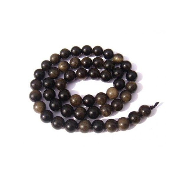 Obsidienne Dorée : 5 Perles rondes 8 MM de diamètre - Photo n°1