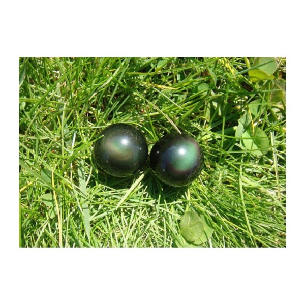 Obsidienne Oeil Céleste : Duo de perles 20 MM de diamètre (755) - Photo n°1