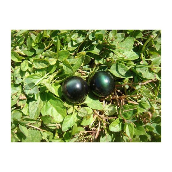 Obsidienne Man Choï ( Oeil Céleste ) : 2 Perles 18 MM de diamètre ( TVB ) - Photo n°1