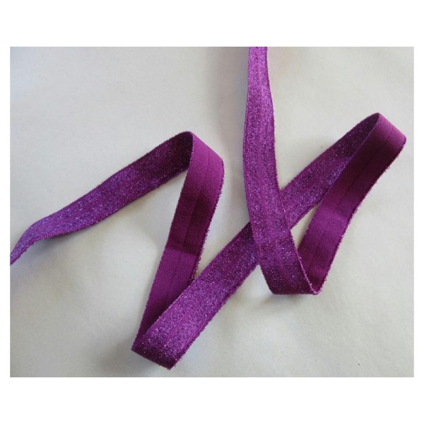 Ruban élastique Violet glitter - 50cm. - Photo n°1