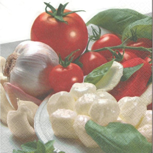 4 Serviettes en papier Tomate Ail Fromage Format Lunch - Photo n°1
