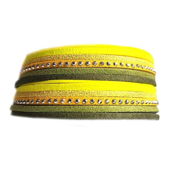 Suédine Palette colors cordons de 50cm Vert et jaune - Photo n°1