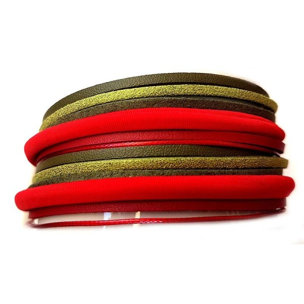 Suédine Palette colors cordons de 50cm rouge, vert, bordeaux - Photo n°1