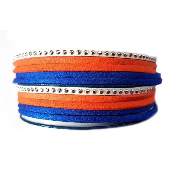 Suédine Palette colors cordons de 50cm Orange, bleu - Photo n°1