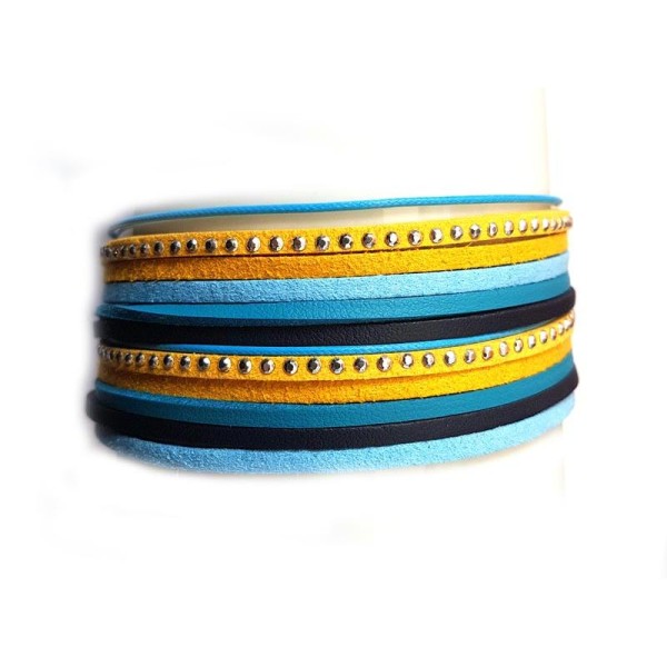 Suédine Palette colors cordons de 50cm Moutarde, jaune, bleu - Photo n°1