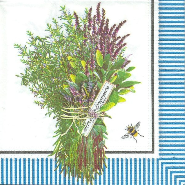 4 Serviettes en papier Herbes de Provence Format Lunch - Photo n°1