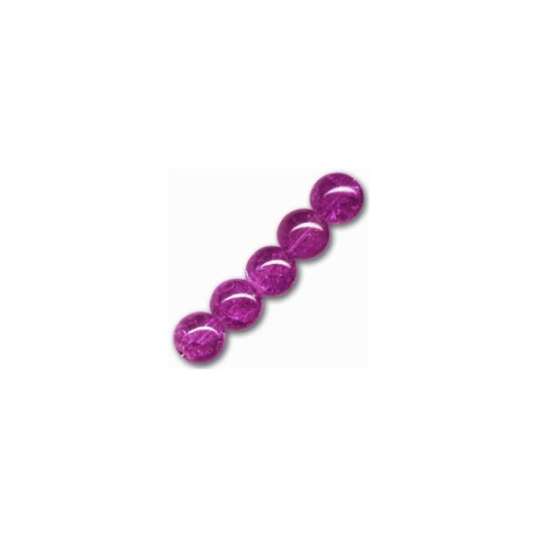 10x Perles Rondes Verre Craquelé 10mm ORCHIDEE - Photo n°1