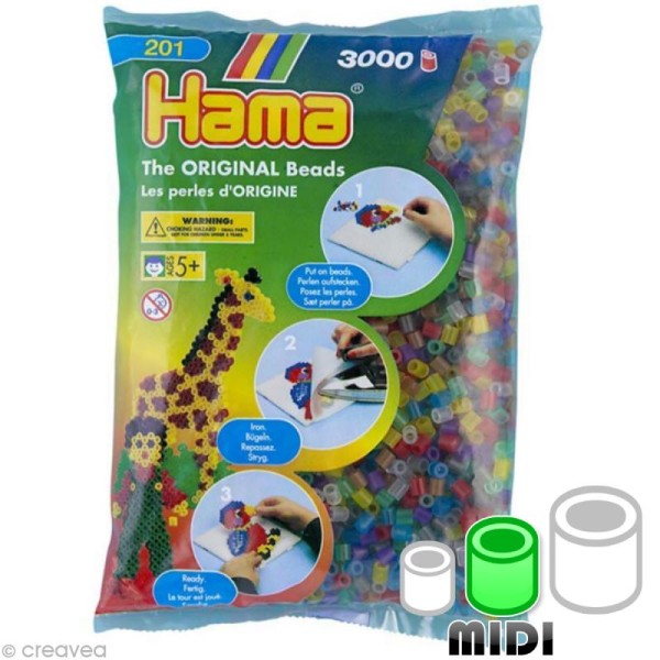 Perles Hama Midi diam. 5 mm - Assort. transparent x3000 - Photo n°1