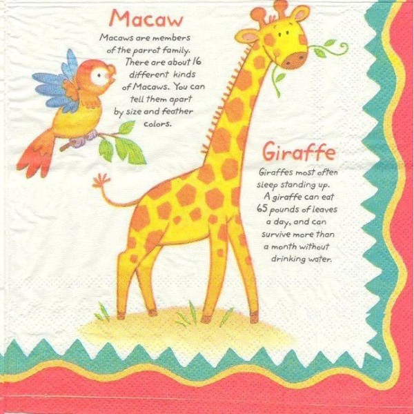 3 Serviettes en papier Lion Zèbre Girafe éléphant Format Lunch Decoupage Decopatch EGZL - Photo n°1
