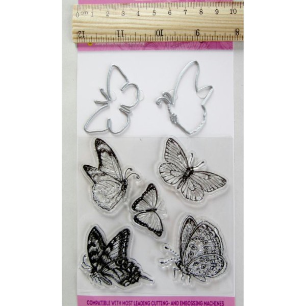 Set tampons transparents et dies Papillon - Photo n°1