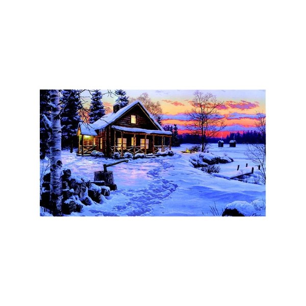 Broderie Diamant Kit - Maison dans la neige - 80 x 45 cm - Photo n°1
