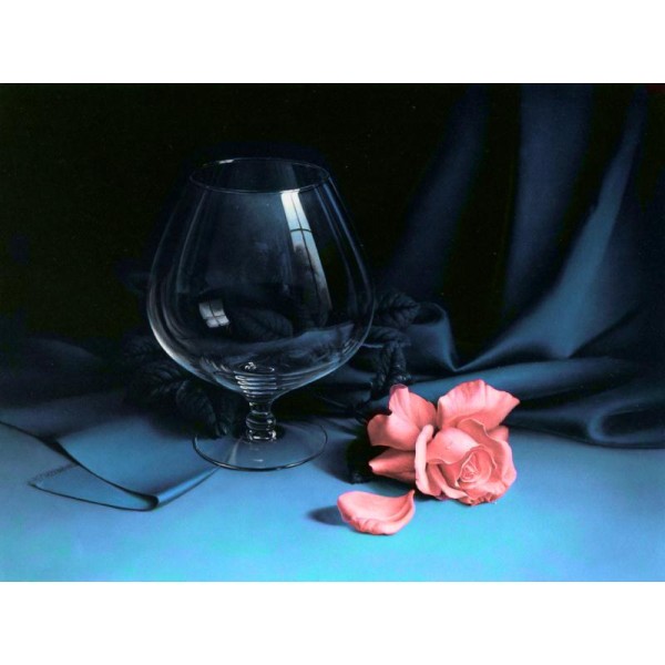 Broderie Diamant Kit - Verre et rose - 68 x 52 cm - Photo n°1