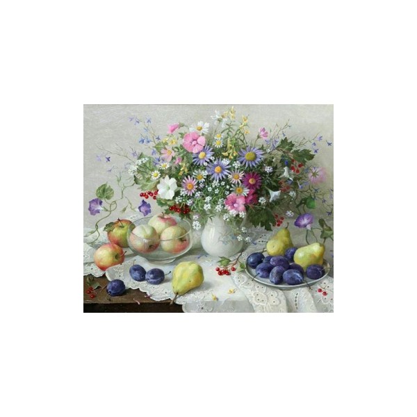 Broderie Diamant Kit - Fleurs et Fruits - 60 x 50 cm - Photo n°1