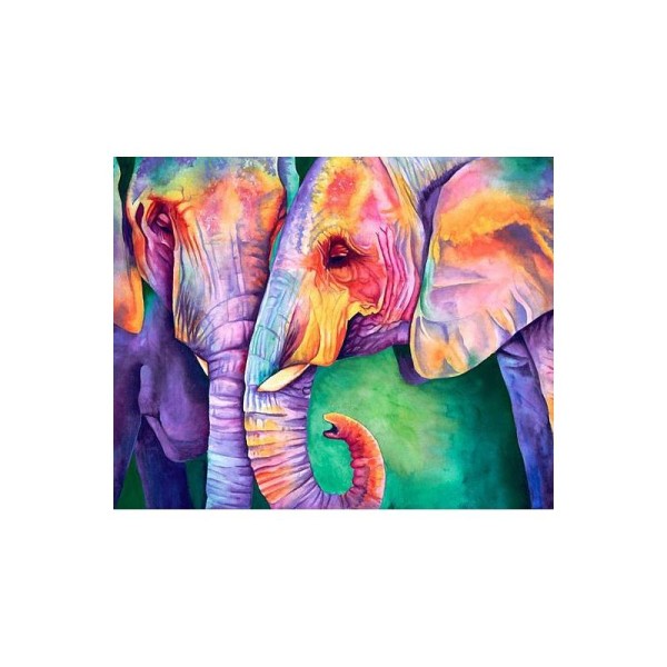 Broderie Diamant Kit - Sagesse des éléphants - 50 x 40 cm - Photo n°1