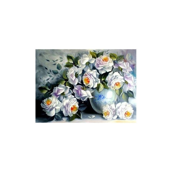Broderie Diamant Kit - Rose Blanc - 44 x 60 cm - Photo n°1