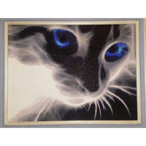 Broderie Diamant Kit - Le chat aux yeux bleus - 30 x 40 cm - Photo n°4