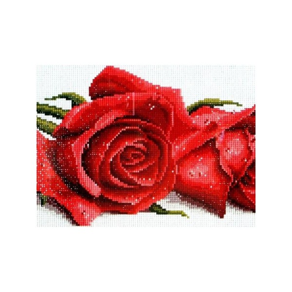 Broderie Diamant Kit - Roses écarlates - 23 x 23 cm - Photo n°1
