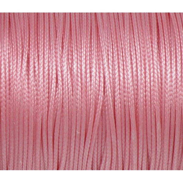 5m De Cordon Polyester Enduit 1mm Souple Rose Dragée Style Coton Ciré Brillant - Photo n°2