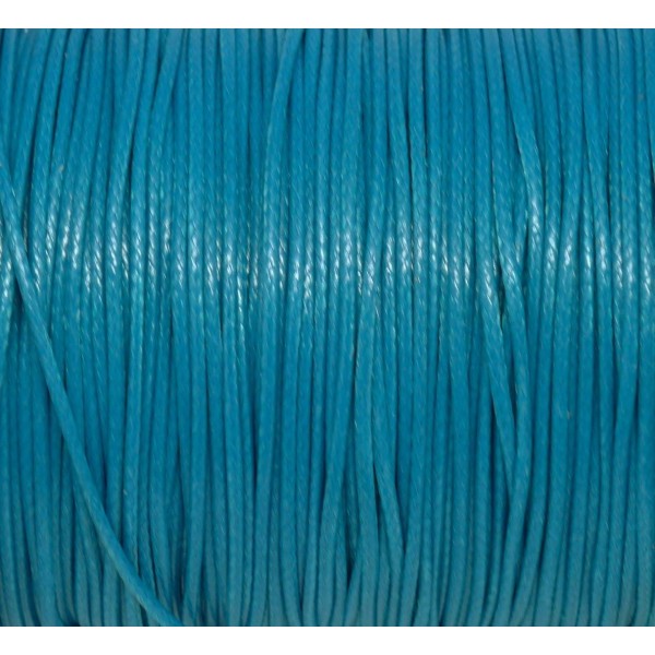 5m De Cordon Polyester Enduit 1mm Souple Bleu Paon Style Coton Ciré Brillant - Photo n°2