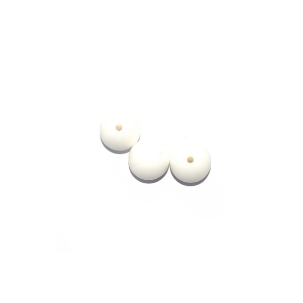 Perle silicone 15 mm ronde blanc - Photo n°1