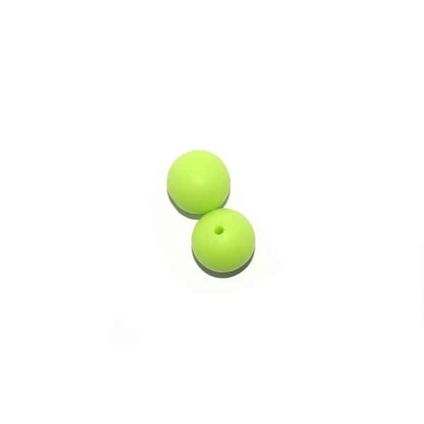 Perle silicone 15 mm ronde vert pomme - Photo n°1