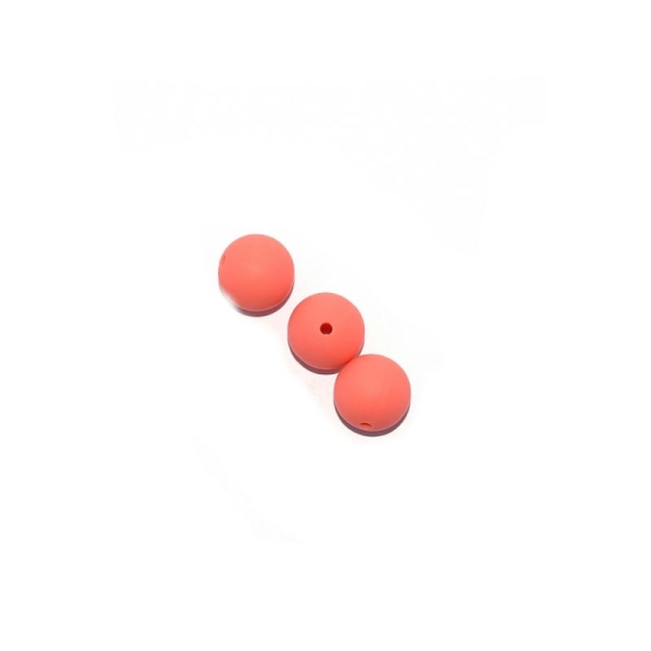 Perle silicone 15 mm ronde corail - Photo n°1