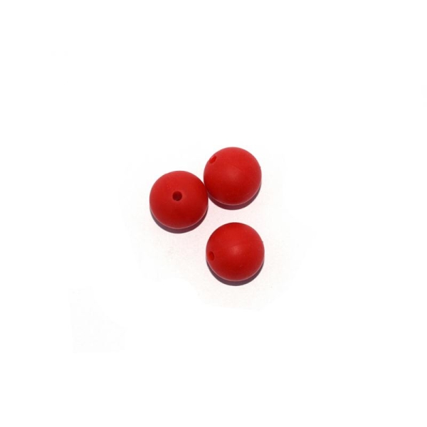 Perle silicone 15 mm ronde rouge - Photo n°1