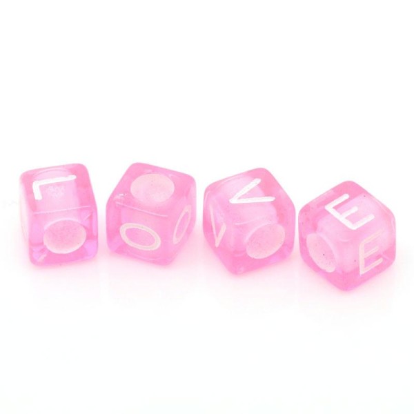 Lot de 100 Perle Rose Lettre Alphabet Cube 6mm Mixte - Photo n°3